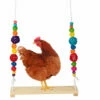 ROSIER Balançoire De Poulet En Bois Naturel (39.5 X 7 X 1.2) Avec Corde De Ficelle De 1,2 Mètre, Jouets De Perroquet Suspendus à Balançoire De Support De Poulet,VEBTles
