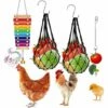 BAICCCF Accessoire Poulailler Lot De 4 Jouets De Poulet Xylophone Pour Poulailler, Brochettes De Légumes, Porte-fruits, Mangeoire Suspendue Pour Légumes Pour Accessoires De Poulailler, Jouets De Cloches De Poulet Pour Poules