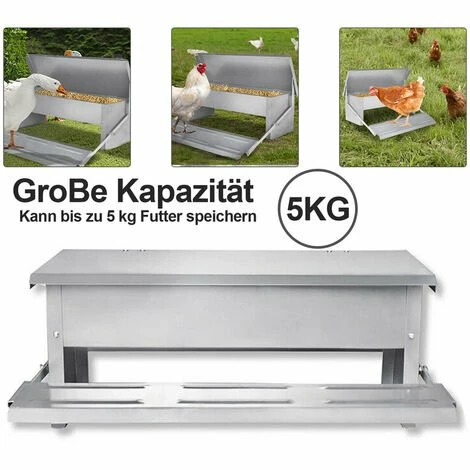 Randaco Mangeoire Automatique Avec Couvercle Distributeur Automatique Auge Auge D’alimentation Résistante Aux Intempéries 5kg - Argent 2 Randaco Mangeoire Automatique Avec Couvercle Distributeur Automatique Auge Auge D’alimentation Résistante Aux Intempéries 5kg - Argent – Image 2