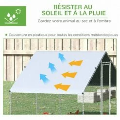 PawHut Enclos Poulailler Chenil 6 M² - Parc Grillagé Dim. 3L X 2l X 2H M - Poulailler Chenil Entièrement Couvert - Acier Galvanisé - Gris -POULAILLER ET ÉLEVAGE DE LA BASSE-COUR Ventes 64395790 5