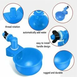 AOUGO 4 Pcs,Abreuvoir Poules,Abreuvoirs Automatiques De Poulet,Volaille Automatique Abreuvoir,Abreuvoir En Plastique Bleu,Outil D'Abreuvement Pour Volaille,Convient Aux Poulets,Canards,Volailles, Oiseaux -POULAILLER ET ÉLEVAGE DE LA BASSE-COUR Ventes 65393000 3