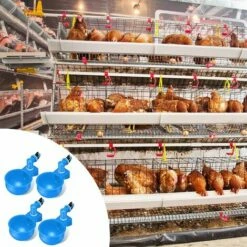 AOUGO 4 Pcs,Abreuvoir Poules,Abreuvoirs Automatiques De Poulet,Volaille Automatique Abreuvoir,Abreuvoir En Plastique Bleu,Outil D'Abreuvement Pour Volaille,Convient Aux Poulets,Canards,Volailles, Oiseaux -POULAILLER ET ÉLEVAGE DE LA BASSE-COUR Ventes 65393000 5