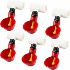 REGALI Lot De 6 Gobelets Automatiques Pour Volaille Et Abreuvoirs Pour Poulet Et 6 Raccords En T En PVC Pour Abreuvoirs De Poulet, Caille, Canard