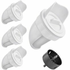 Mangeoire Poules Plastique Mangeoire Poules Automatique, 4 Ports DIY Mangeoire à Poulet Kit [Anti-Gaspillage] [Anti Nuisible] Abreuvoir A Poules Mangeoire Poussin Pour Seaux Tonneaux Bacs,Adélala