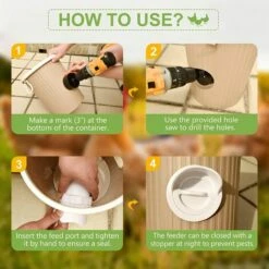 Mangeoire Poules Plastique Mangeoire Poules Automatique, 4 Ports DIY Mangeoire à Poulet Kit [Anti-Gaspillage] [Anti Nuisible] Abreuvoir A Poules Mangeoire Poussin Pour Seaux Tonneaux Bacs,Adélala -POULAILLER ET ÉLEVAGE DE LA BASSE-COUR Ventes 66385637 3