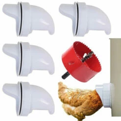 DENUOTOP Mangeoire Poules Automatique, Avec 6 Ports Et Scie Cloche, éTanche à La Pluie, Mangeoire à Poulet Sans DéChetsConvient Aux Seaux, Seaux, Boîtes, Auges, Mangeoires à Poulets Zéro Déchet