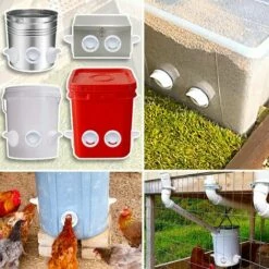 DENUOTOP Mangeoire Poules Automatique, Avec 6 Ports Et Scie Cloche, éTanche à La Pluie, Mangeoire à Poulet Sans DéChetsConvient Aux Seaux, Seaux, Boîtes, Auges, Mangeoires à Poulets Zéro Déchet -POULAILLER ET ÉLEVAGE DE LA BASSE-COUR Ventes 66994275 5