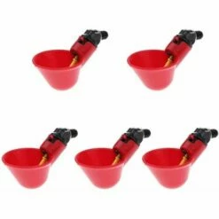 LLOVE Abreuvoir à Poule Automatique Tasses D'eau Potable Rouge Abreuvoir Poules Bien Pratique En Plastique Pour Oiseaux Poule Volaille - 5PCS
