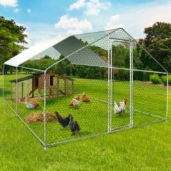 IDMARKET Enclos Poulailler 12 M² Parc Grillagé 4x3 M Acier Galvanisé - Naturel