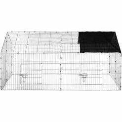 TECTAKE Parc D'Extèrieur ? Lapins Et Petits Rongeurs Avec 1 Toit En Métal 180 Cm X 75 Cm X 75 Cm Noir - Noir -POULAILLER ET ÉLEVAGE DE LA BASSE-COUR Ventes 7514462 3