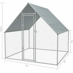 VidaXL Cage Extérieure Pour Poulets Acier Galvanisé 2 X 2 X 1,92 M - Argent -POULAILLER ET ÉLEVAGE DE LA BASSE-COUR Ventes 9356968 5
